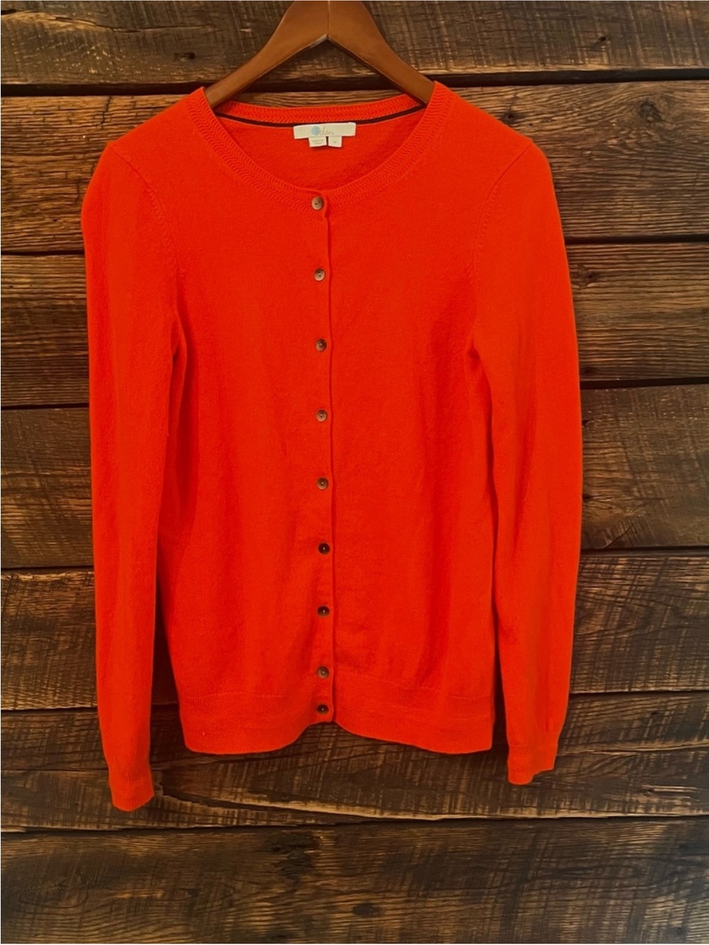 Boden Orange Button-Front Crewneck Cardigan - Picture 2 of 5